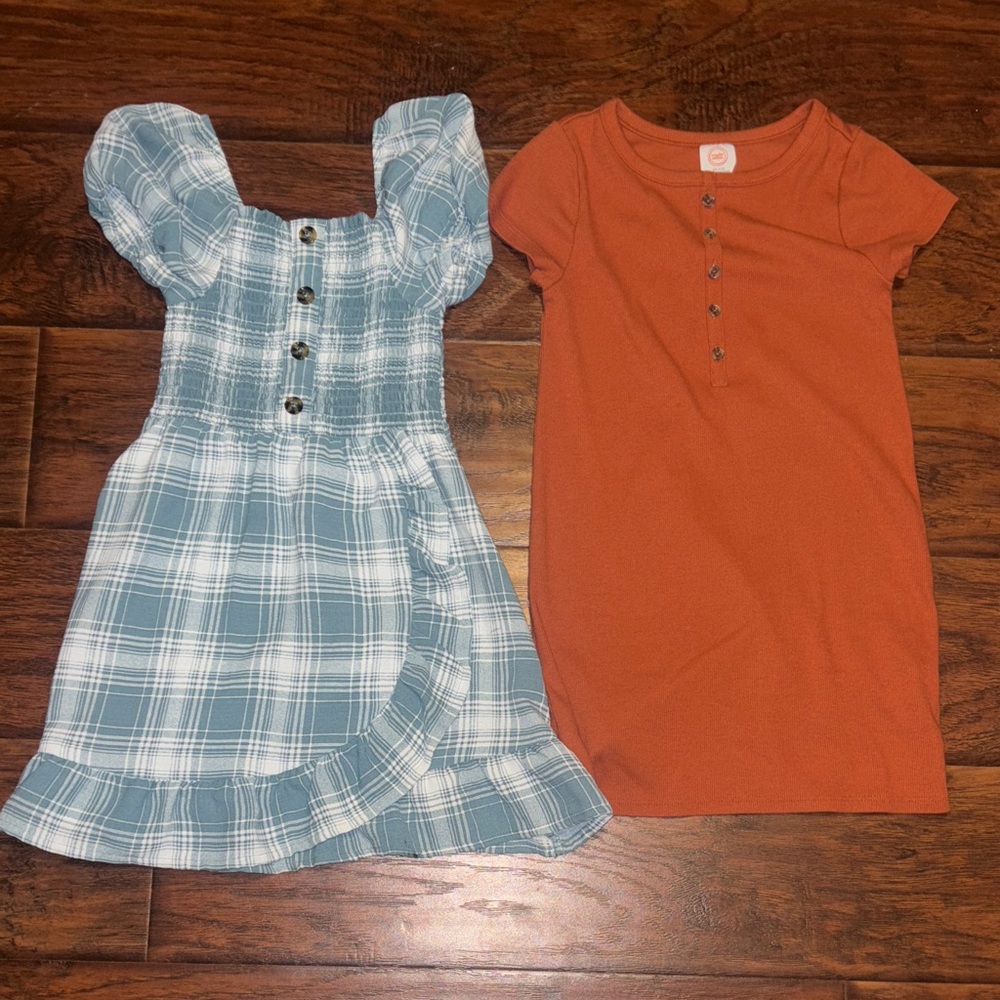 Wonder Nation tealish Plaid and burnt Orange Kids Dresses